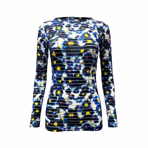 Jean Paul Gaultier Tops - VTG Y2K JEAN PAUL GAULTIER FUZZI Avant Designer Blue Skinny Stretchy Top Women M